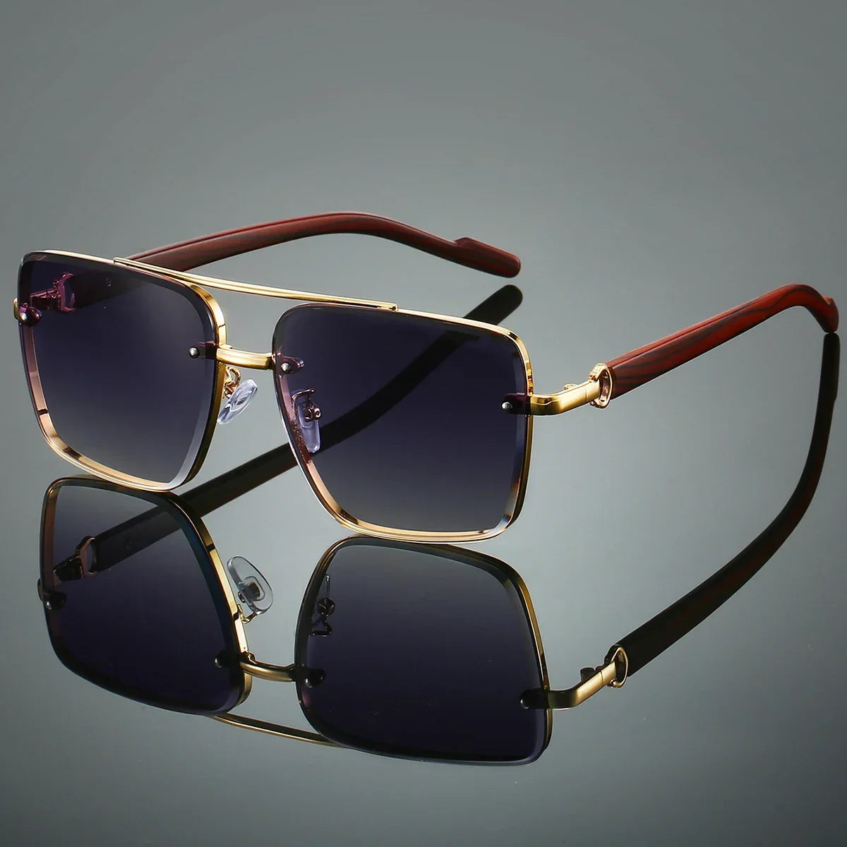 KAMMPT Fashion Lunettes de soleil rétro carrées en métal pour femme, design original de marque, lunettes de conduite nouvelles à double pont style pilote