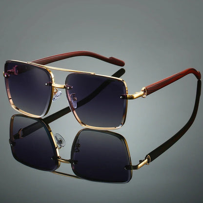 KAMMPT Fashion Lunettes de soleil rétro carrées en métal pour femme, design original de marque, lunettes de conduite nouvelles à double pont style pilote