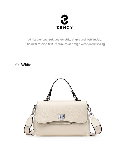 Sac à main Zency pour femme en cuir véritable avec poignée supérieure, style enveloppe simple et tendance, sac à bandoulière de marque de luxe, petit sac bandoulière croisé pour femme