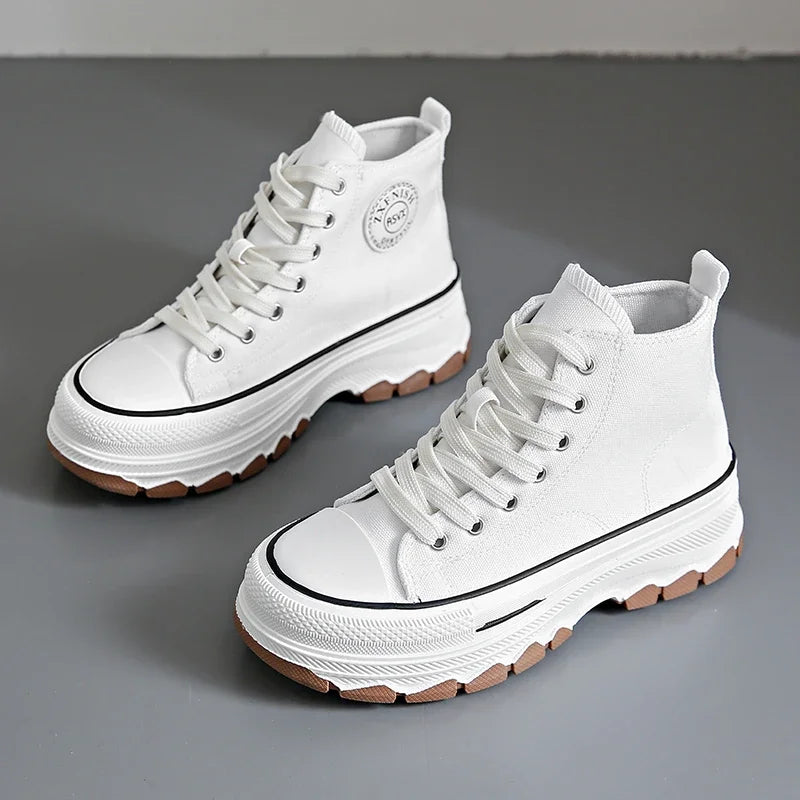 Chaussures en toile pour femmes 2024, baskets décontractées à plateforme avec étoiles, chaussures de sport et de course en toile, chaussures de tennis, baskets de marche d’extérieur.