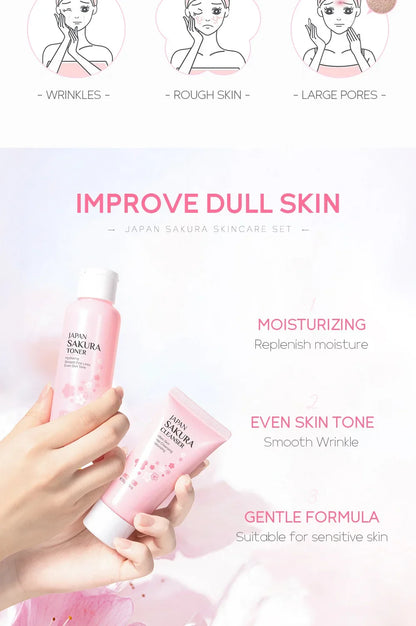 Ensemble de soins de la peau LAIKOU Sakura Kit hydratant et réduisant les ridules, produit nettoyant pour les pores, coffret de 5 pièces, cadeau de la Journée des femmes coréennes
