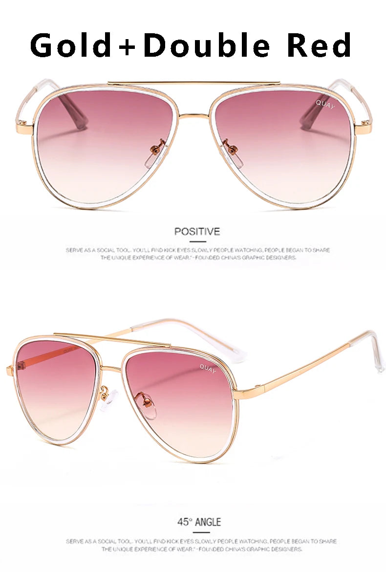 Lunettes de soleil aviateur de marque de mode pour femmes, vintage, de créateur, tout-en-un, lunettes de soleil pour femmes, rétro, monture en alliage, lunettes Quay UV400
