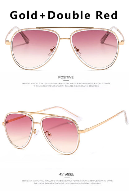 Lunettes de soleil aviateur de marque de mode pour femmes, vintage, de créateur, tout-en-un, lunettes de soleil pour femmes, rétro, monture en alliage, lunettes Quay UV400