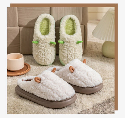 Pantoufles d’hiver pour femmes - Chaussons doublés en polaire pelucheuse, chaussons chauds en coton pour l’intérieur/l’extérieur avec semelle antidérapante