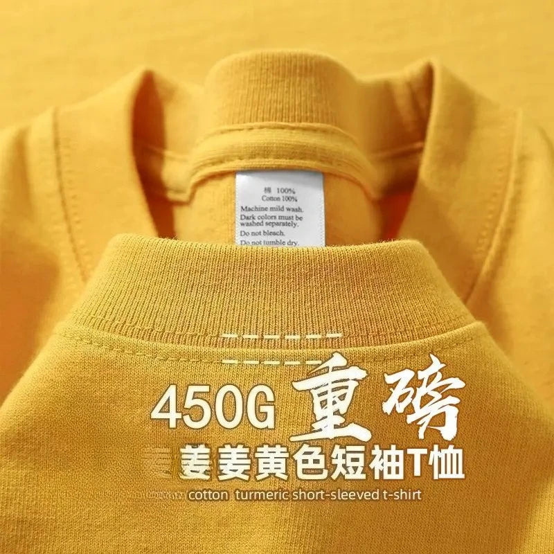 T-shirts unisexes 100 % coton 450 g de haute qualité T-shirts blancs T-shirt vierge d’été pour homme T-shirts pour homme