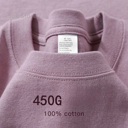 T-shirts unisexes 100 % coton 450 g de haute qualité T-shirts blancs T-shirt vierge d’été pour homme T-shirts pour homme