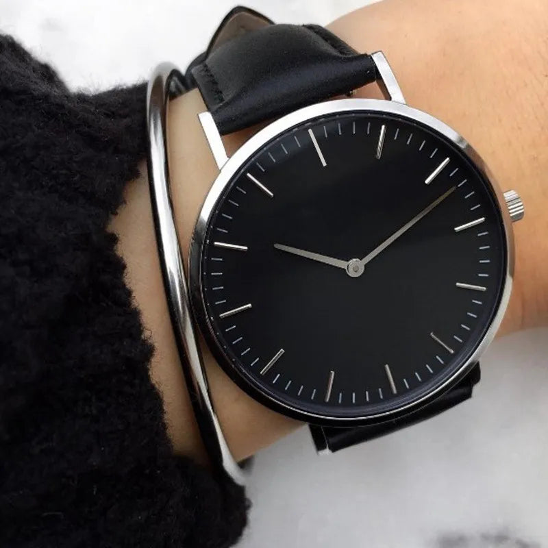 Montre élégante pour femme, simple, nouvelle collection 2023, rose et blanc, bracelet en cuir, montre-bracelet pour femme avec robe, montre féminine décontractée, idée cadeau tendance, Montre Femme
