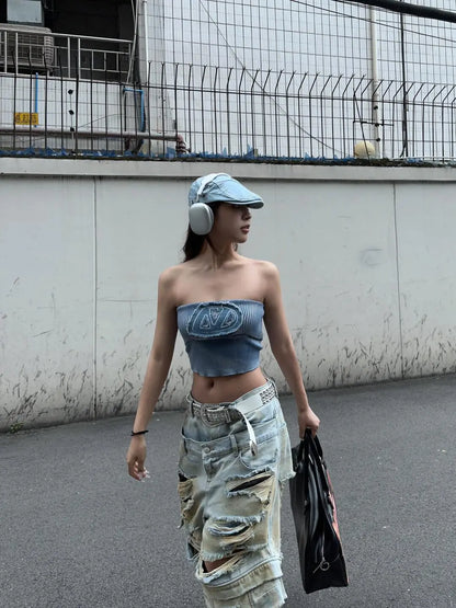 Jeans déchirés Y2K pour femmes style Harajuku Wasteland pantalon en denim baggy pantalon jean vintage boyfriend oversize vêtements japonais des années 2000