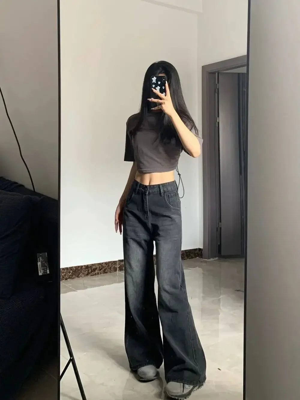 Jean taille haute amincissant pour femmes, coupe ample, jambe droite, pattes d’éléphant, pantalon en denim grande taille pour morphologie en poire