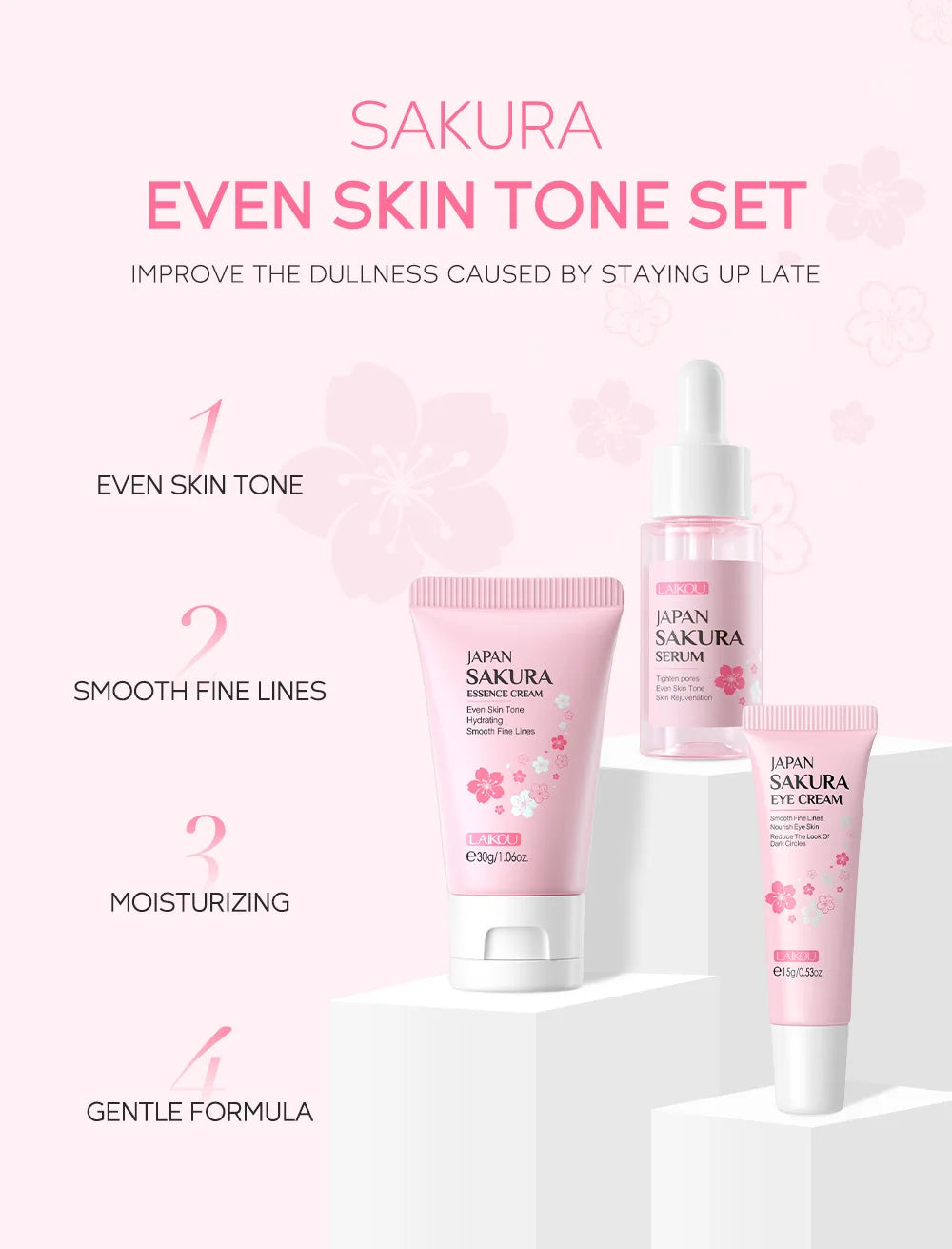Ensemble de soins de la peau à la vitamine C LAIKOU 3 pièces : crème pour le visage, sérum et crème contour des yeux, hydratant, anti-rides, kit de soins du visage