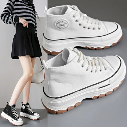 Chaussures en toile pour femmes 2024, baskets décontractées à plateforme avec étoiles, chaussures de sport et de course en toile, chaussures de tennis, baskets de marche d’extérieur.