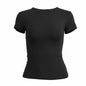 Vêtements pour femme T-shirt à manches courtes haut slim fit pour femmes col rond tee-shirt moulant en maille style streetwear sexy sportif 2024 Y2K nouveau 2410