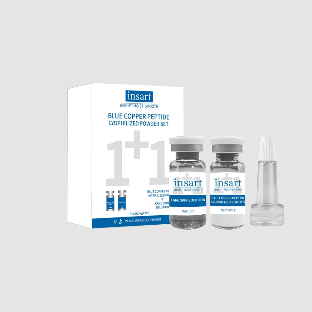 Ensemble de poudre lyophilisée au peptide de cuivre bleu, sérum facial hydratant et blanchissant, anti-rides, pour une peau lisse et douce, soin de la peau, essence éclaircissante