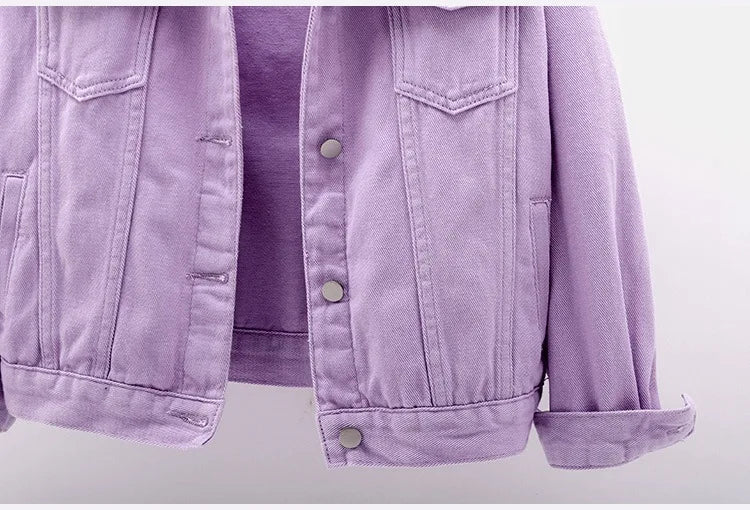 Veste en jean classique pour femmes Jeans 2023 vestes en jean boyfriend pour femmes manteau oversize ample veste femme violet blanc jaune femme