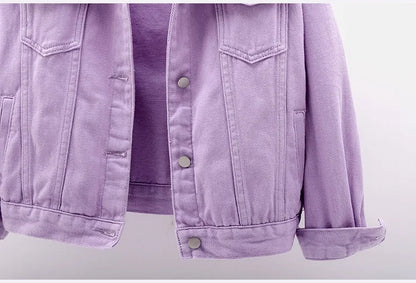 Veste en jean classique pour femmes Jeans 2023 vestes en jean boyfriend pour femmes manteau oversize ample veste femme violet blanc jaune femme