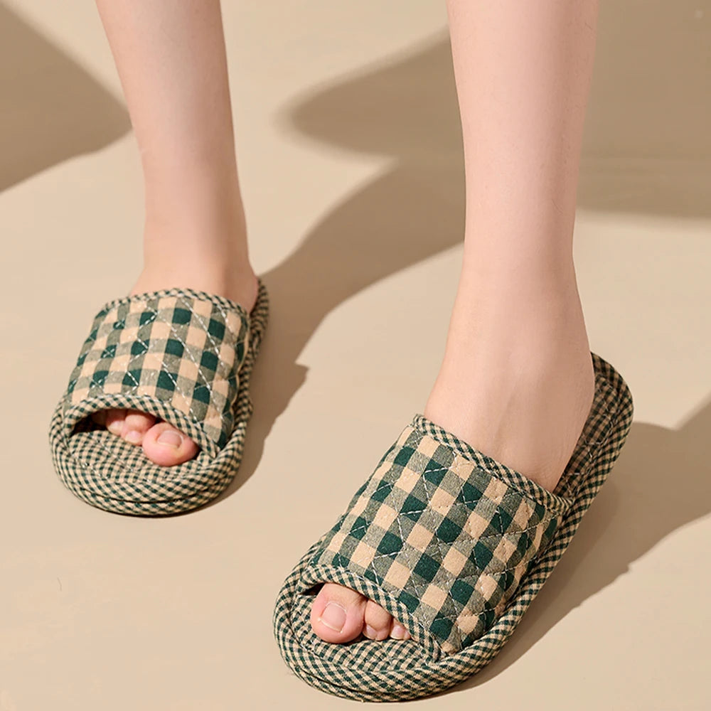 Pantoufles d’intérieur légères en coton doux à motif floral, chaussures de sol rétro et tendance pour la maison, pantoufles antidérapantes pour couple