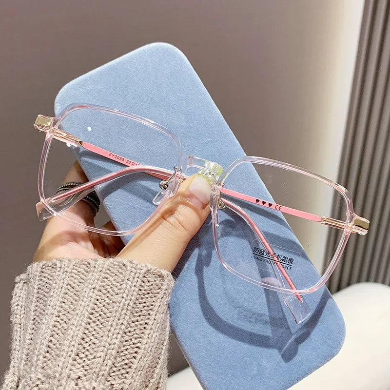 Lunettes de lecture tendance et à la mode pour femmes, anti-lumière bleue, pour la presbytie, lunettes haute définition unisexes avec monture transparente
