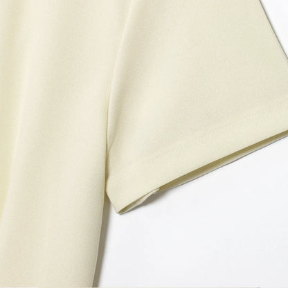 T-shirt femme d'été beige violet à manches courtes, haut élégant féminin plissé effet amincissant, nouveau haut femme printemps 2026