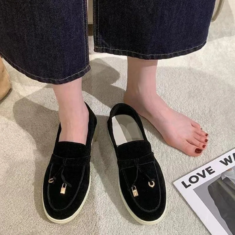 Chaussures plates pour femmes 2025 nouvelle tendance printemps automne, mocassins compensés en daim, décontractés, chaussures de marche antidérapantes pour femmes, Chaussure Femme Scarpe Da Donna