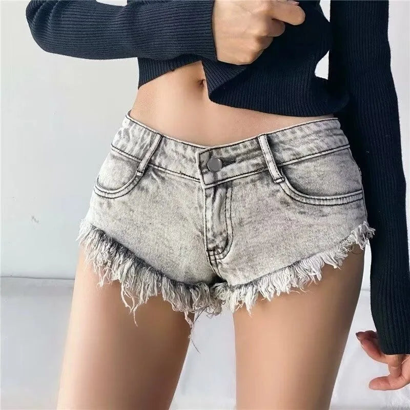 Short en jean d'été pour femmes taille basse, short en jean extensible, hot pants, design triangle sexy, rehausseur de fesses, streetwear décontracté DURIKIES