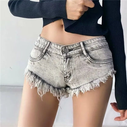Short en jean d'été pour femmes taille basse, short en jean extensible, hot pants, design triangle sexy, rehausseur de fesses, streetwear décontracté DURIKIES