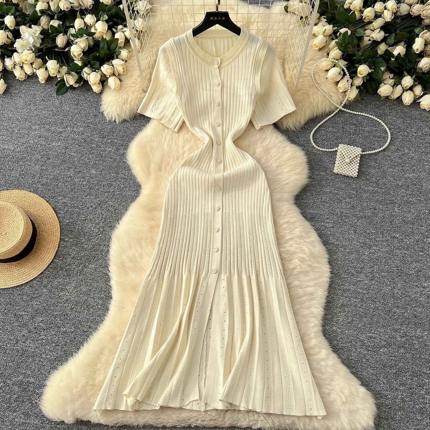 Robe longue en maille mode vintage de la marque YuooMuoo, col rabattu, élégante, à simple boutonnage, coupe trapèze, robe chemise longue pour femme, robes