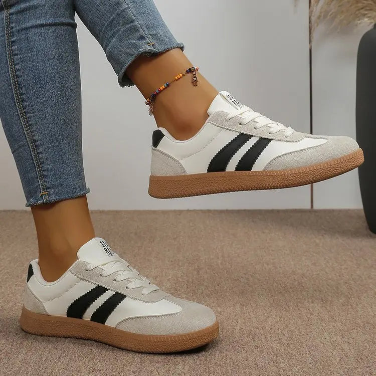 Baskets légères et confortables pour femmes, chaussures de sport tendance à lacets rayées pour femme, baskets décontractées vertes et respirantes, grandes tailles