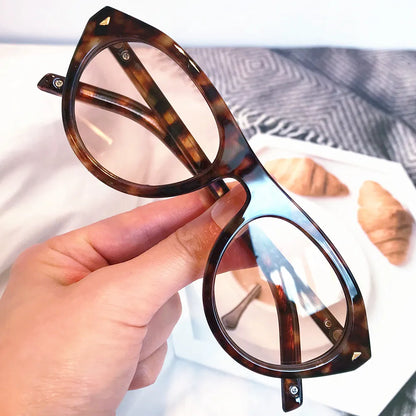 lunettes de soleil vintage petites rondes œil-de-chat pour femmes, nouvelle mode à rivets, sexy, noires léopard, lunettes de soleil tendance pour dames, lunettes d’extérieur modernes