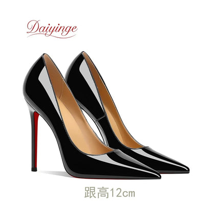 Chaussures pour femme tendance 2026 de luxe à semelles rouges, talons hauts, escarpins à bout pointu et talons aiguilles de 12 cm, confortables pour soirées, robes de cérémonie et mariages.