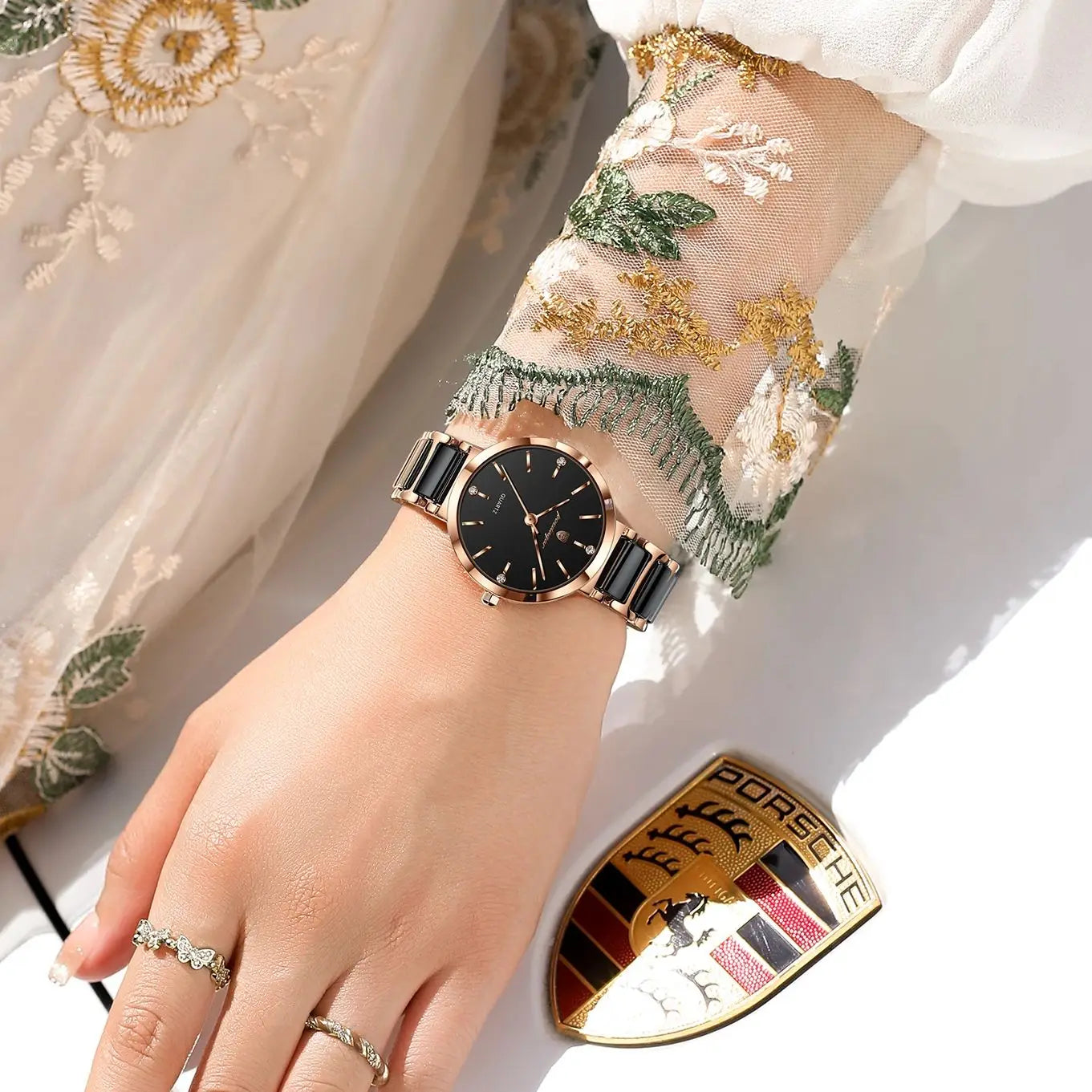 POEDAGAR Montre de luxe haut de gamme avec diamants pour femme, haute qualité, étanche, montre à quartz pour dames en acier inoxydable, montre féminine + boîte