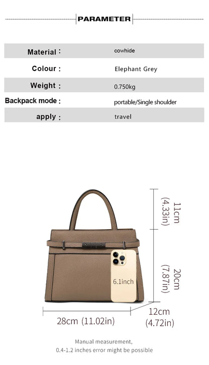 Sac pour femme en cuir véritable en cuir de vachette pleine fleur original, sac cabas simple à porter à la main ou à l’épaule, style professionnel