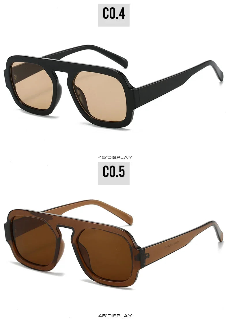 JNPCXI Lunettes de soleil carrées rétro pour femmes, design de marque tendance, verres dégradés UV400, lunettes de soleil punk pour hommes