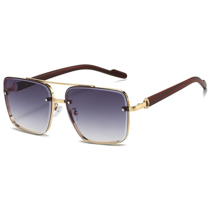 KAMMPT Fashion Lunettes de soleil rétro carrées en métal pour femme, design original de marque, lunettes de conduite nouvelles à double pont style pilote