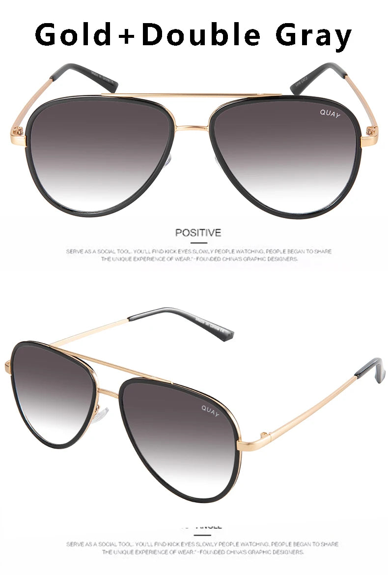 Lunettes de soleil aviateur de marque de mode pour femmes, vintage, de créateur, tout-en-un, lunettes de soleil pour femmes, rétro, monture en alliage, lunettes Quay UV400