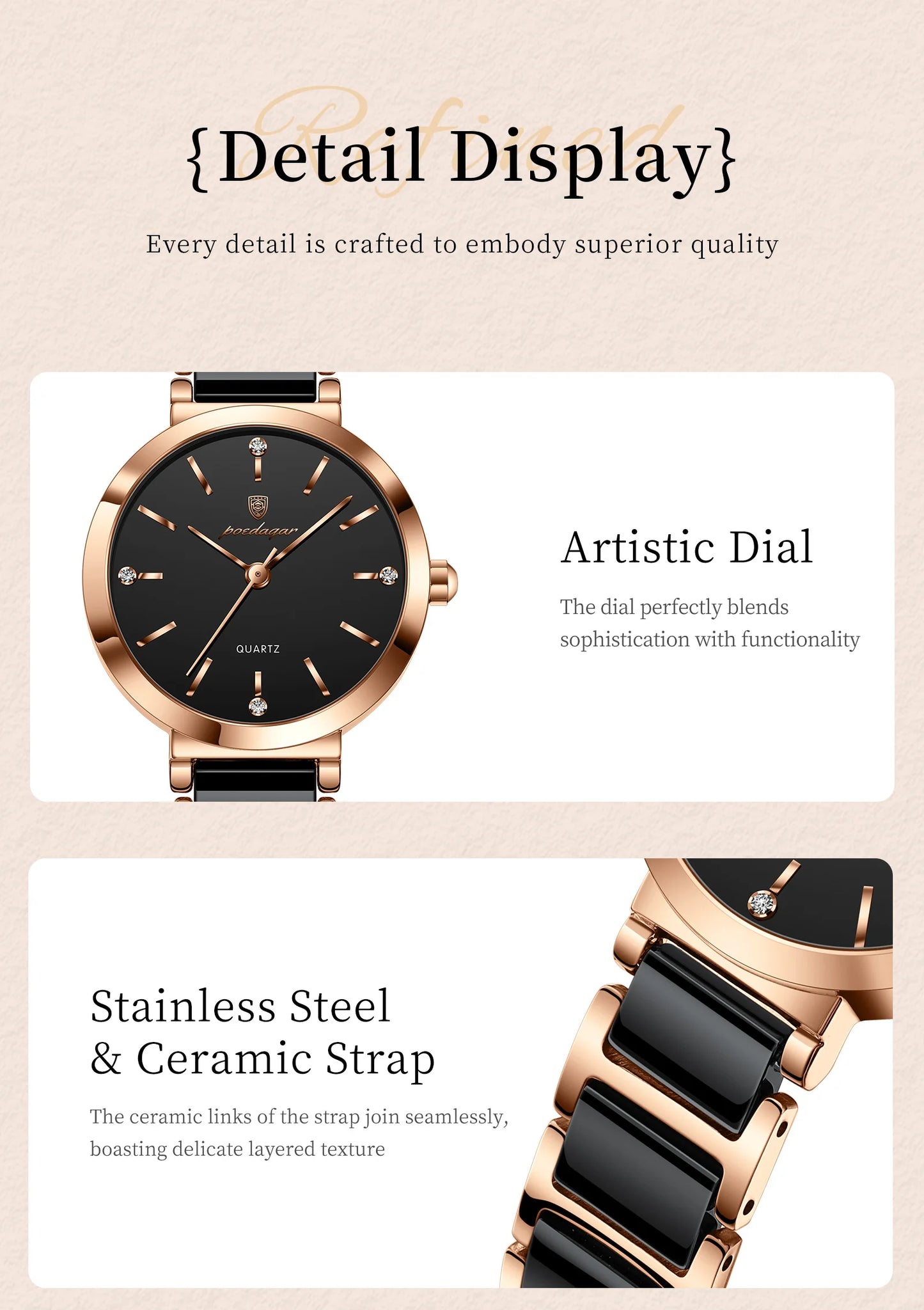 POEDAGAR Montre de luxe haut de gamme avec diamants pour femme, haute qualité, étanche, montre à quartz pour dames en acier inoxydable, montre féminine + boîte