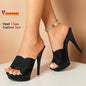 Nouvelles mules fines à talons hauts, mode créateur, en chanvre, talons de 13 cm, été, grande taille, chaussures à enfiler pour femmes, sandales à plateforme épaisse
