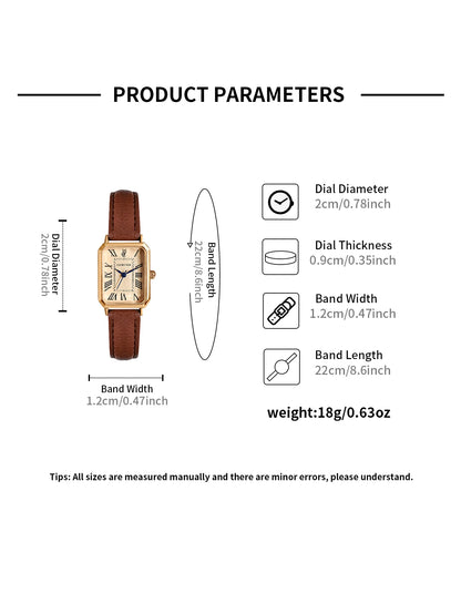 Montre-bracelet décontractée rétro à affichage numérique, cadran carré, bracelet en cuir, montre à quartz tendance pour femme, idée cadeau