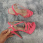 Sandales à plateforme pour femmes sexy 14 cm, défilés de mode, bout ouvert, talons hauts, stilettos à motif serpent, bride à la cheville, chaussures de soirée style gladiateur