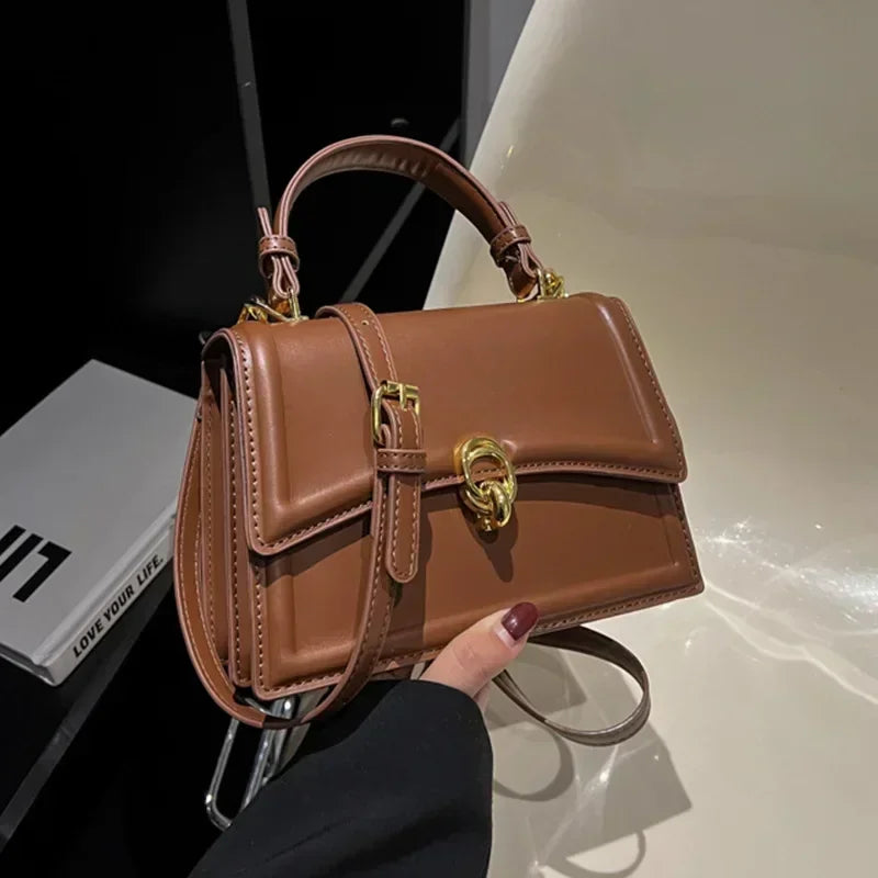 Sac à bandoulière en cuir PU pour femmes, sac à main, sac bandoulière tendance, sac vintage porté sous le bras, cartable carré