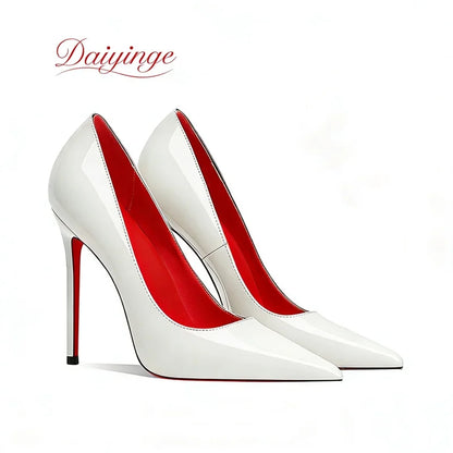 Chaussures pour femme tendance 2026 de luxe à semelles rouges, talons hauts, escarpins à bout pointu et talons aiguilles de 12 cm, confortables pour soirées, robes de cérémonie et mariages.