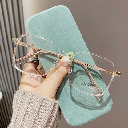 Lunettes de lecture tendance et à la mode pour femmes, anti-lumière bleue, pour la presbytie, lunettes haute définition unisexes avec monture transparente