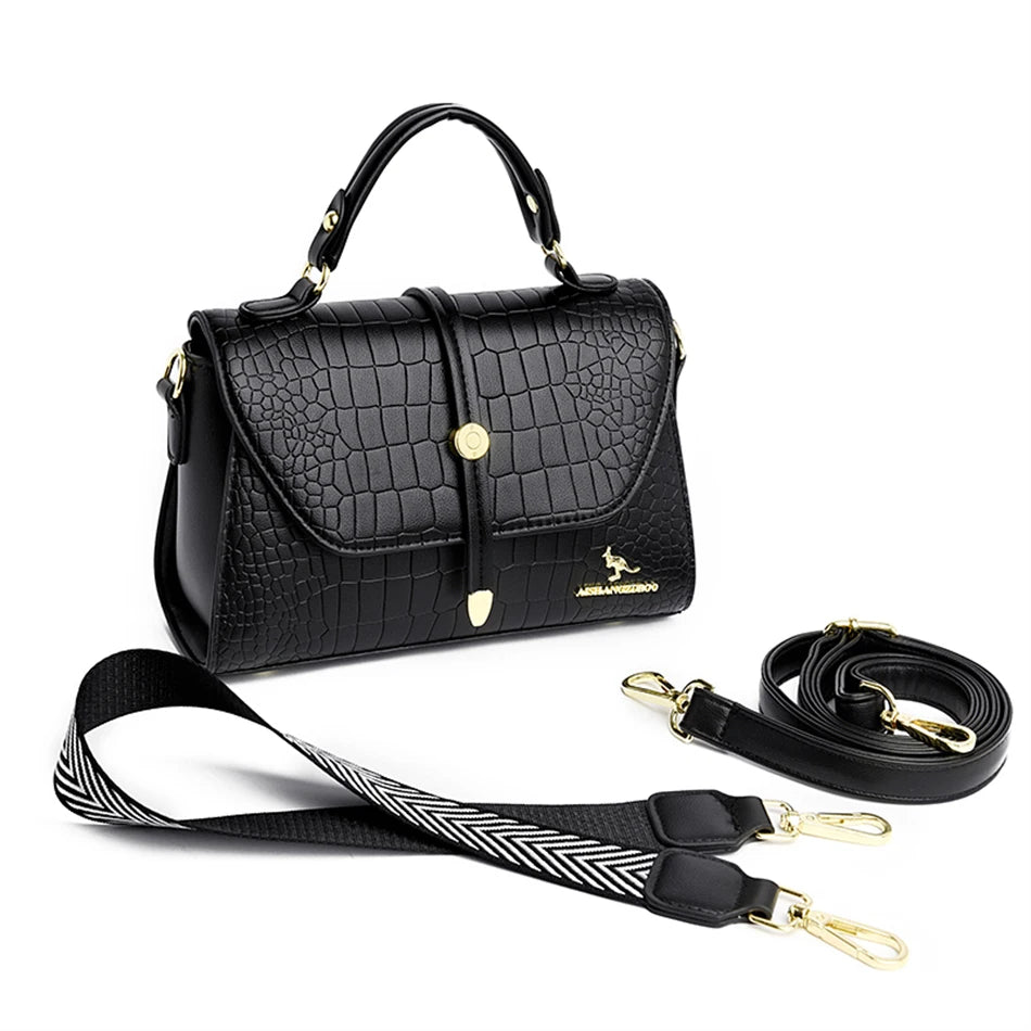 Sacs bandoulière en cuir crocodile 2024 pour femmes, sacs messager d’épaule pour femme, sacs à main et porte-monnaie de luxe de créateur pour dames.
