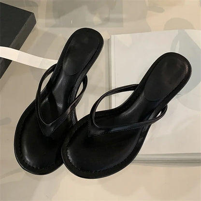 Aneikeh 2026 Mode Pantoufles à talons fins pour femmes, sandales slides à bout rond avec clip, sandales d’été tongs, chaussures féminines mules slides