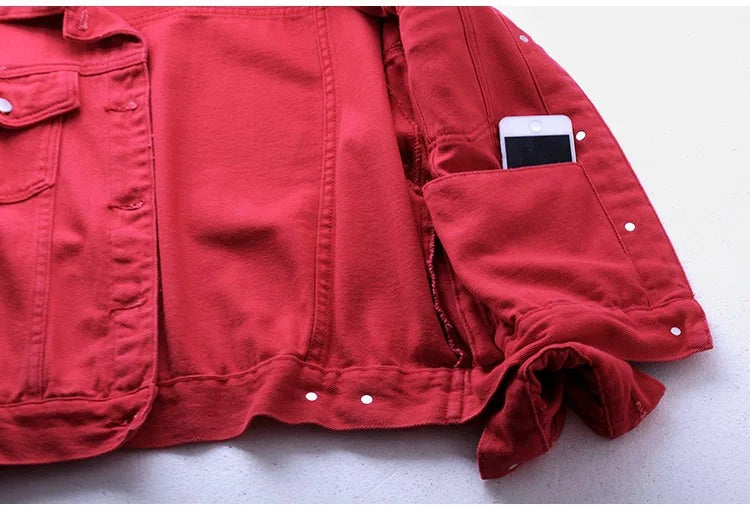 Veste en jean classique pour femmes Jeans 2023 vestes en jean boyfriend pour femmes manteau oversize ample veste femme violet blanc jaune femme