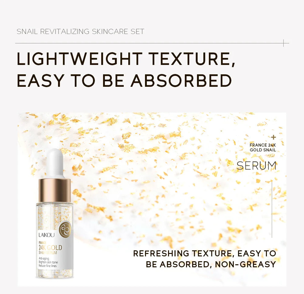 Ensemble de soins de la peau à la vitamine C LAIKOU 3 pièces : crème pour le visage, sérum et crème contour des yeux, hydratant, anti-rides, kit de soins du visage