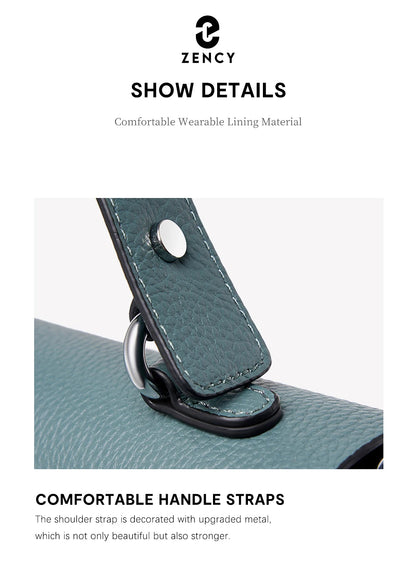 Sac à main Zency pour femme en cuir véritable avec poignée supérieure, style enveloppe simple et tendance, sac à bandoulière de marque de luxe, petit sac bandoulière croisé pour femme
