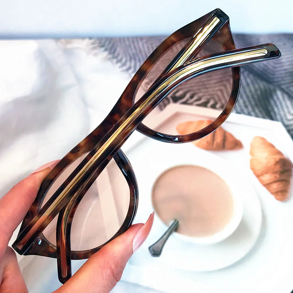 lunettes de soleil vintage petites rondes œil-de-chat pour femmes, nouvelle mode à rivets, sexy, noires léopard, lunettes de soleil tendance pour dames, lunettes d’extérieur modernes