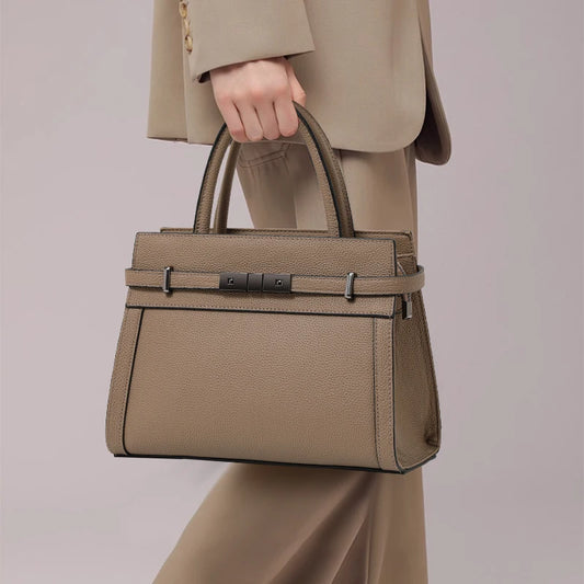 Sac pour femme en cuir véritable en cuir de vachette pleine fleur original, sac cabas simple à porter à la main ou à l’épaule, style professionnel