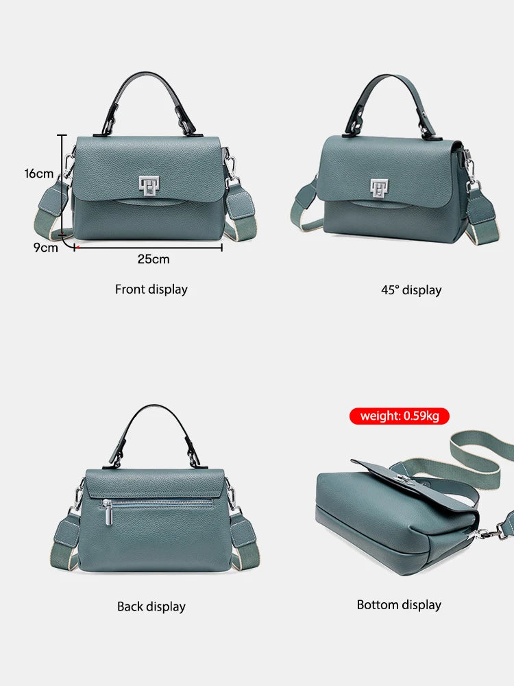 Sac à main Zency pour femme en cuir véritable avec poignée supérieure, style enveloppe simple et tendance, sac à bandoulière de marque de luxe, petit sac bandoulière croisé pour femme