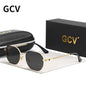 Lunettes de soleil GCV de marque classique rétro pour femmes, monture métallique rectangulaire carrée, verres polarisés, boîte Oculos De Sol Gafas